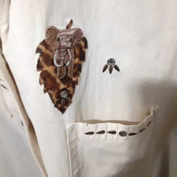 Red Coral Blazer Women Size Large African Themed Animal Print Made in U.S.A. - Picture 5 of 9